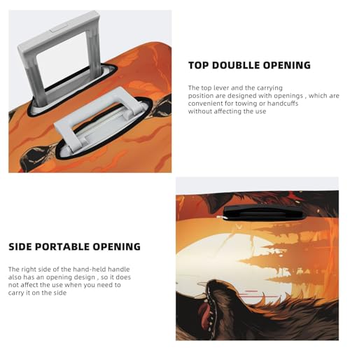 Luggage Cover for Travel Elastic Suitcase Cover Howling Wolf and Moon Luggage Covers Fashion Suitcase Protector Thickened Baggage Cover Dustproof Suitcase Sleeve Fits 18-32 Inch Luggage4