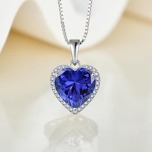 Love Heart Necklace 925 Sterling Silver Simple Halo Solitaire Pendant Birthstone Jewelry for Women4