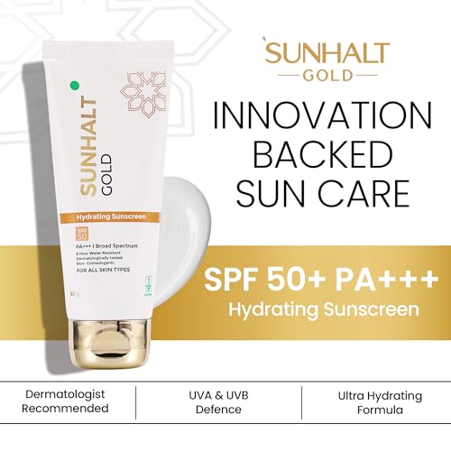 GOLD Sunscreen SPF 50 PA+++ for UV Broad Spectrum Protection, Hydrating Gel With Aloe Vera, No White Cast, Water Resistant, Dermatologically... - Image 2
