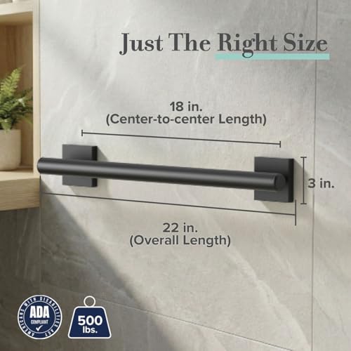 Image of Gatco 942MX Elevate 18 inch L Grab Bar, Matte Black /ADA Compliant Stainless Steel Safety Grab Bar for Bathroom