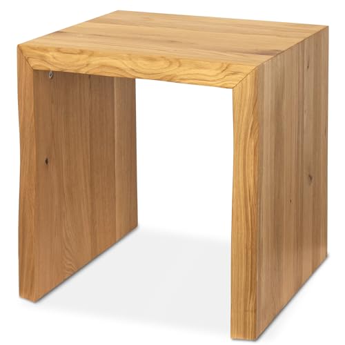 holz4home® Massivholzbank XS I Sitzbank aus Eiche mit Baumkante ohne Lehne I Echtholz Holzbank Hocker für Wohnzimmer Badezimmer Flur oder...
