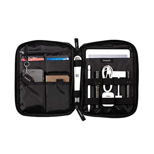 Image of Polyester Canvas Unisex 10.5 inch IPad Pro EDC Note Case With Molle-Web Multiple Compartments Black