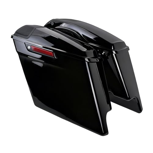 Alforjas duras extendidas con tapa para parlantes de 5" para Harley Touring Street Glide Road King Electra Glide CVO Ultra-Classic 2014-2023 con pestillos negros miniatura 1