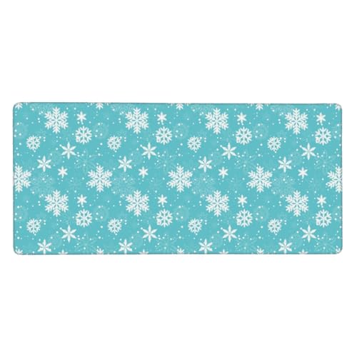 Tapis de souris grand format flocons de neige blancs 40x90cm pour bureau
