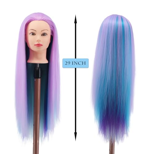 mannequin head with hair piaou 293939 doll head for hair styling cosmetology mannequin head for braiding practice styling hairdressing training heads with clamp holder cherry blossom four colors