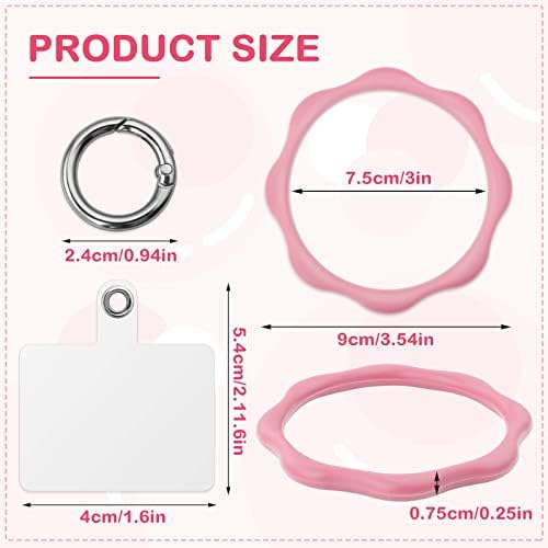 Cobee Silicone Phone Wrist Straps, 2 Pcs Wave-shaped Cell Phone Wrist Lanyards with 2 Pcs Tether Tabs Universal Phone Wrist Strap Loop Chain Charm Compatible with Most Smartphones(Green, Pink)