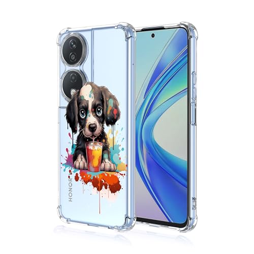 WOKEZ Klar Fodral för Honor X7b - Stötsäkert Skydd med Hund
