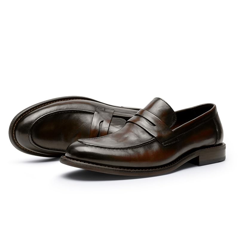 Image of Men's Slip-On Oxfords, Leather Dress Shoes for Business