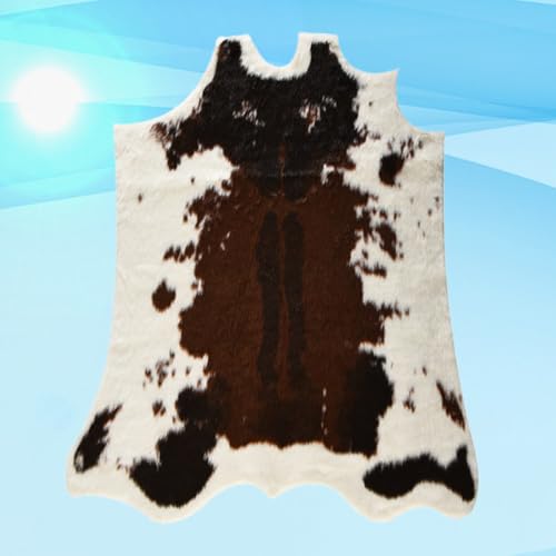 Alfombra de vaca imitación suave Zerodeko blanca y negra decorativa para salón y comedor 5