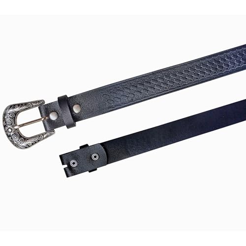 RESISTANCE womens Western full grain Leather belt Strap with Snaps for Interchangeable Buckles3