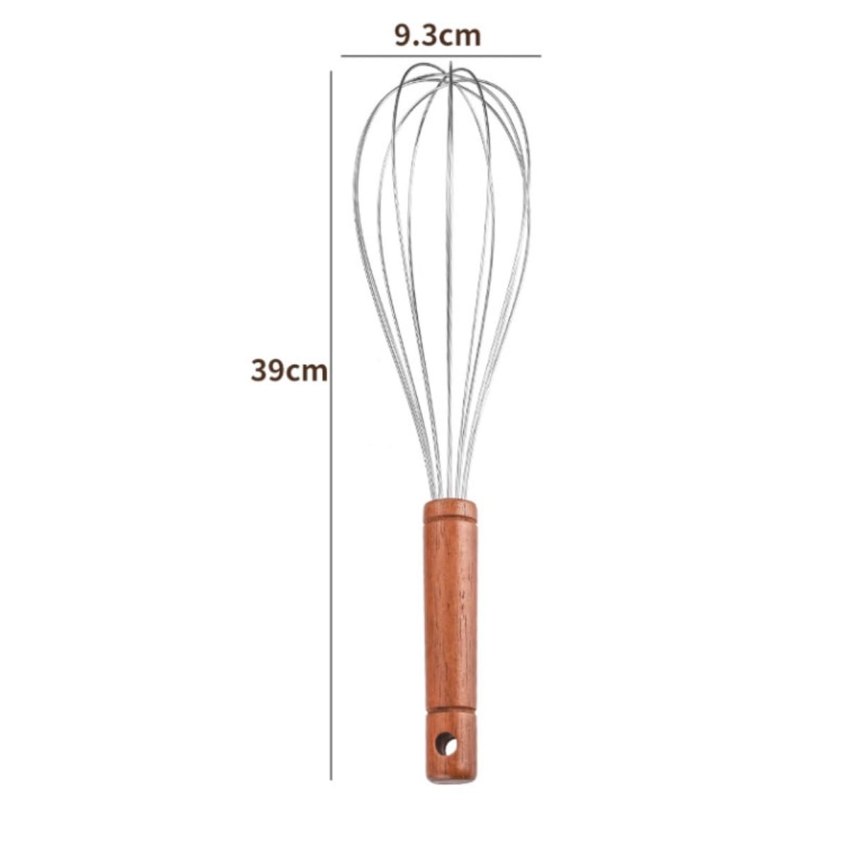 Batidora Cocina Galletas Batidor De Huevos Acero Inoxidable, Mango Madera Maciza, Crema Batida Manual, Artefacto For Hornear, Cocina Casera, Batidora Hogar Leche(39x9.3cm)