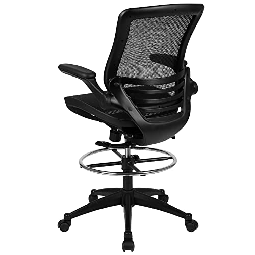 Image of Flash Furniture Waylon Mid-Back Swivel Office Chair with Adjustable Foot Ring and Seat Height, Ergonomic Executive Chair with Armrests, Black