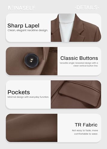 Mina Self Blazers Jacket for Women 2026 Fall Chocolate Brown Womens Blazer Tan Camel Lightweight Ladies Business Casual Work Fitted Petite Trendy Fashion Dressy Suits Women's Blazers & Suit Jackets