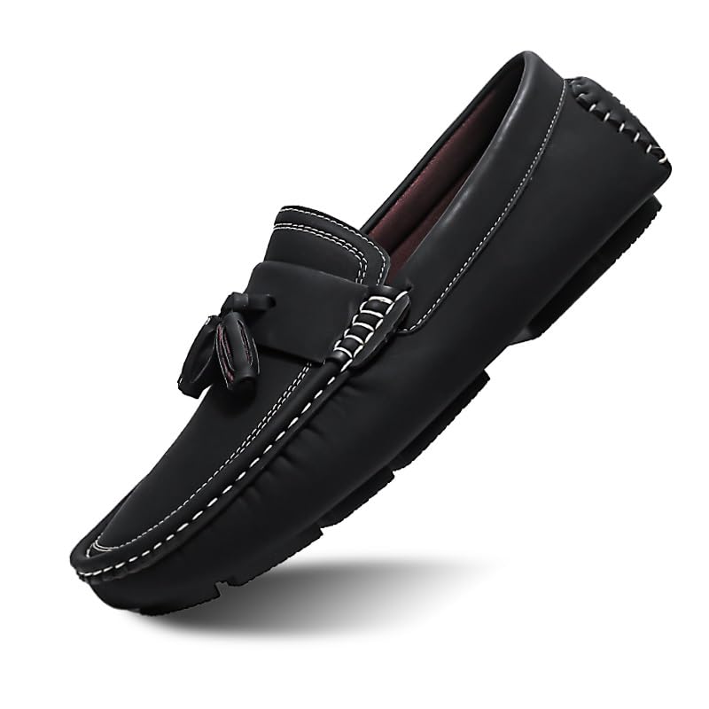 Loafers for Men Round Toe Suede with Tassel Penny Driving Loafers Flexible Comfortable Flat Heel Classic Wedding Slip-on