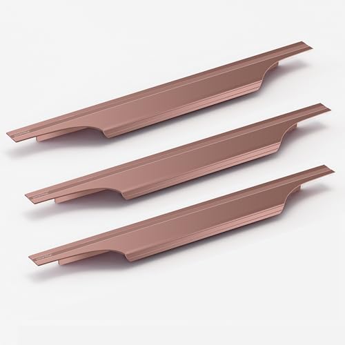 Image of Plantex Profile Handle for Kitchen Cabinet /14 Inch Aluminium Drawer Profile Handle /Wardrobe Pull Handle for Home /Office /Hotel - Pack of 3 (Rose Gold)