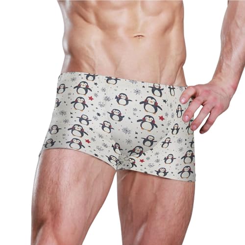 Cute Penguins Christmas Mens Swim Trunk Swimwear Bathing Suit Swim Brief Square Leg Board Short S B04049573