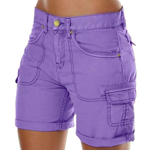 Short cargo pour femme style décontracté rétro short de plage d'été uni