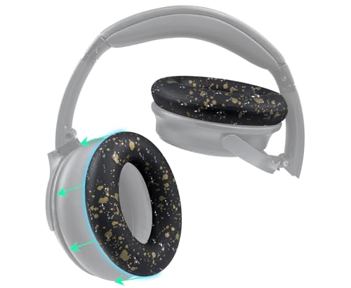 Image of SOULWIT Silicone Ear Pads Cover Protector for Bose QuietComfort QC15 QC25 QC2 QC35 QC45 /Ae2 Ae2i Ae2w /SoundTrue & SoundLink AE Headphones Cushions, Sweatproof, Easily Washable - Black Gold