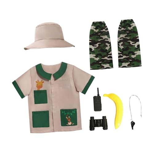 Explorer Outfit Set for Kids with Vest and Hat for Camping and Fishing, XL
