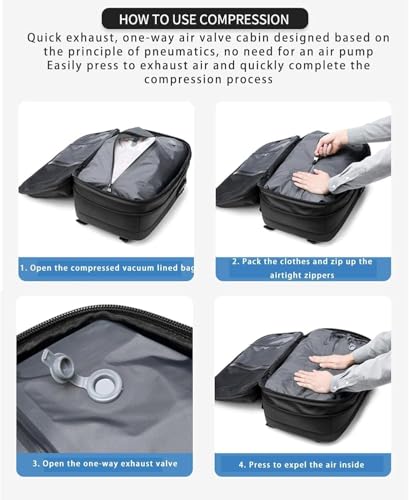 Sac à dos Vacpack extensible 60l gris avec compression sous vide manuelle - 4