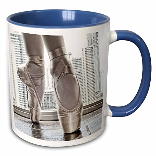 3dRose mug_219708_6 Ballerina in pointe shoes with buildings behind - Two Tone Blue Mug,...