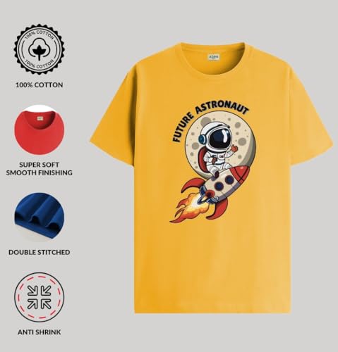 Image of ADRO T Shirts for Boys & Girls | Astronaut Printed T-Shirt | Ages 3-14 | 100% Cotton Round Neck Tshirt for Boys