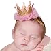 Baby Birthday Crown Headwear, Misaky  Hairband Baby Elastic Flower Hair Band (Free Size, Gold)