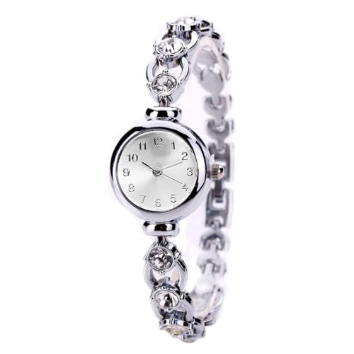 SAFIGLE Damen Armbanduhr Silber Quarz Elegante Uhr FüR Alltag Und Geschenk 7.87X0.87X0.28In Modische Uhr Mit Robustem Armband FüR Frauen