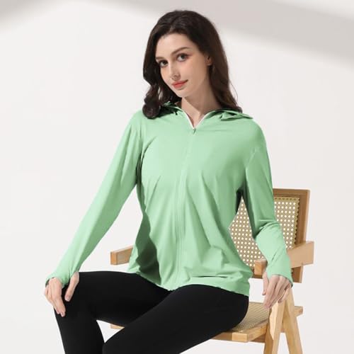 Mingyuezai Jaqueta feminina com proteção solar FPS 50+ com capuz, leve, manga comprida, para caminha