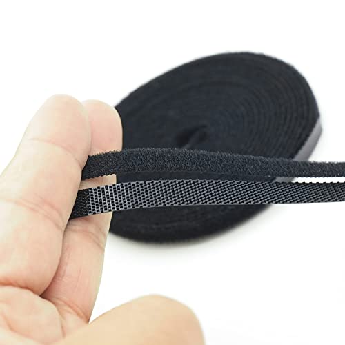 Image of Extremely Thin and Soft Strong Mini Clothes Hook and Loop Fasteners Sewing Type Back Without Adhesive Tiny Clothing Accessories DIY Handmade Materials (Black, 0.31 inch /8mm)