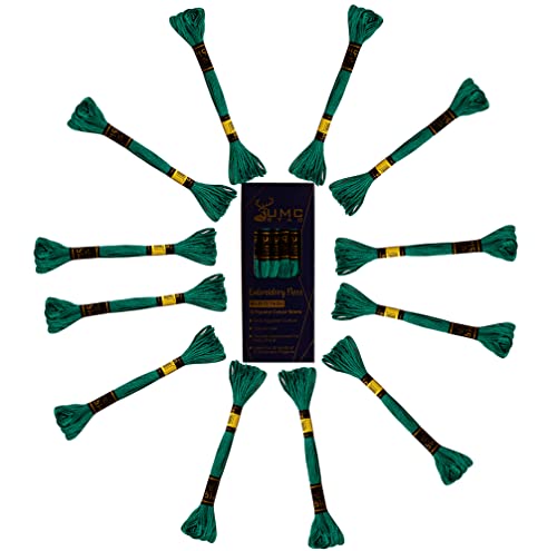 Image of 12 Pieces Sea Green Dark 189 /3850 Premium Embroidery Thread Egyptian Cotton Skeins Cross Stitch Embroidery Floss Oeko TEX Stranded Sea Green 189