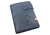 Tiendas LGP - Cartera Billetero Tarjetero Monedero, para Hombre de Color Negro, Emblema Guardia Civil, con Detalle de Bandera de España, Piel de Vacuno, Fabricada en España, Vertical