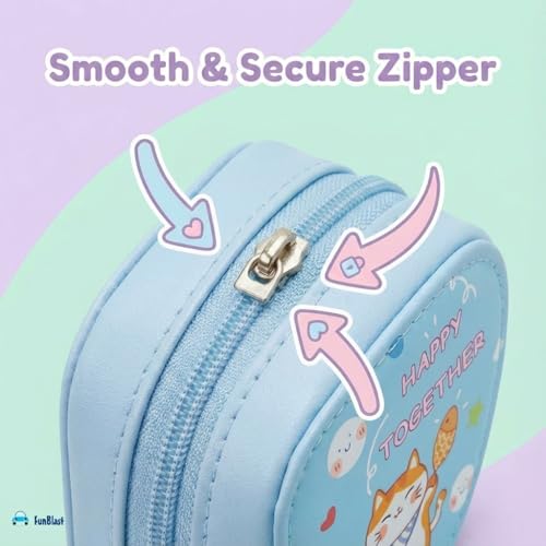 Image of FunBlast Triangle Coin Pouch for Kids - Cute Cartoon Design Mini Purse, Multipurpose Coins Pouch, Small Zipper Wallet for Kids & Girls, Kawaii Coin Bag (Random-Blue)