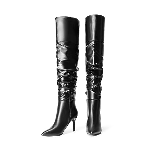 DREAM PAIRS Women's High Heels Over The Knee Boots Thigh High Pointed Toe Stiletto Long Fall Sexy Boots3