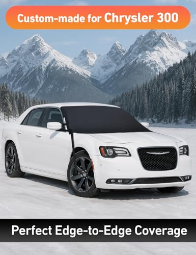Image of EcoNour Car Snow Cover Compatible for Chrysler 300 | Windshield Cover for Ice and Snow with S-Hook Straps | Heavy-Duty 600D Oxford Winter Car Cover, Waterproof & Anti-Slip