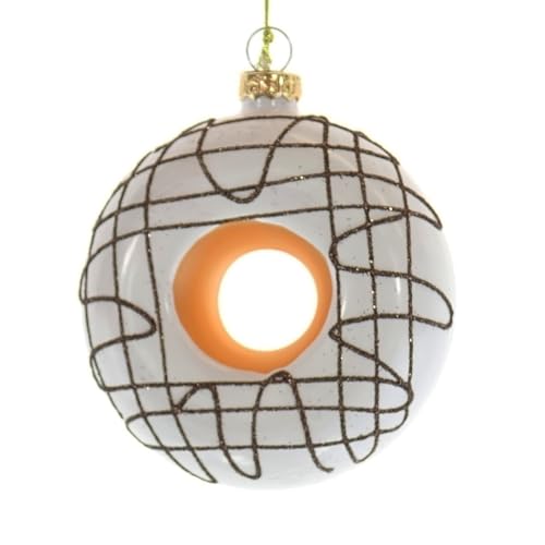 Decoris® Weihnachtsanhänger American Style Donut Weiß Liniendekor...