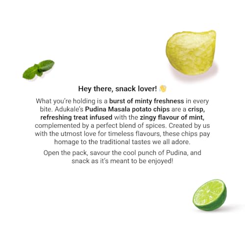 Image of Adukale Potato Chips | Pudina Masala Flavour | Refreshing Minty Spice Blend | No Palm Oil or Preservatives