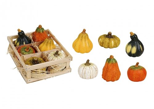 Obcarn Herbstdeko Set - 7 Kürbisse + 100 Blätter + Lichterkette