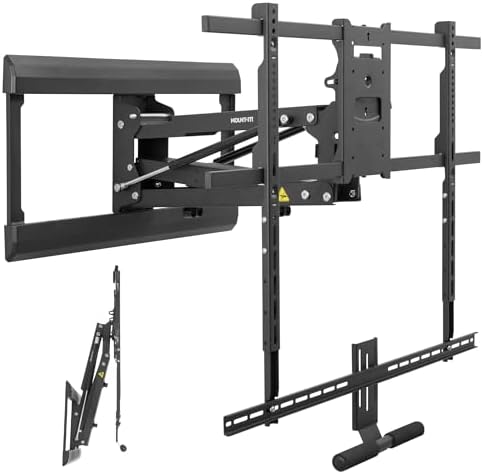 Mount-It! Fireplace Mantel TV Wall Mount, Above Fireplace Height Adjustable TV Mount, Pull Down Mantle Mount with Spring Assist, 65-85 inches, VESA 100x100 to 800x500, max 110 lb Weight