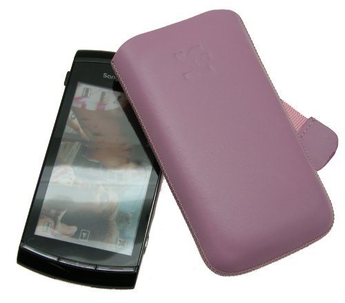 Suncase Funda de cuero para Sony Ericsson Vivaz U5i color rosa