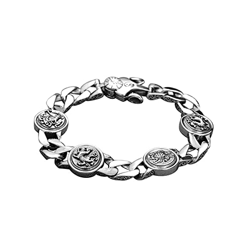 Bracelet Pixiu rétro pour offrir | Bijou chanceux unisexe gris 22 cm motif tai chi gossip