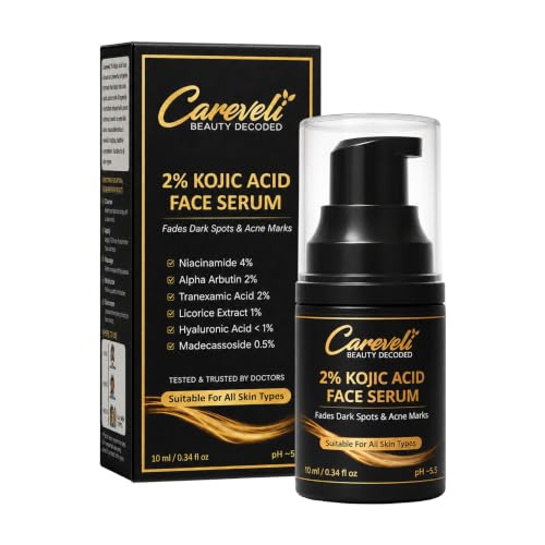 Image of 2% Kojic Acid Face Serum with 2% Alpha Arbutin, 4% Niacinamide, 2% Tranexamic Acid, 1% Licorice Extract, <1% Hyaluronic Acid & 0.5% Madecassoside | Face Serum for Dark Spots Appearance, Acne Marks, Pigmentation, Uneven Skin Tone & Glow | Lightweight & Non-Sticky (10 ml)