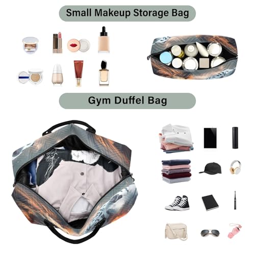 Weekender Bags Travel Duffel Gym Bag Lion and Tiger Carry on Overnight Tote Bag with Toiletry Bag for Airplane Travel Trip Gym Yoga4