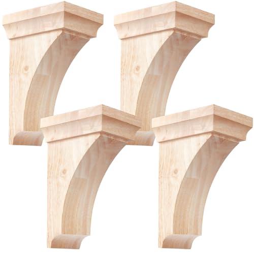 Vercraft 4 Pcs 3-1/2" X 3-3/4" X 6" Wood Corbels, Wooden Shelf Brackets