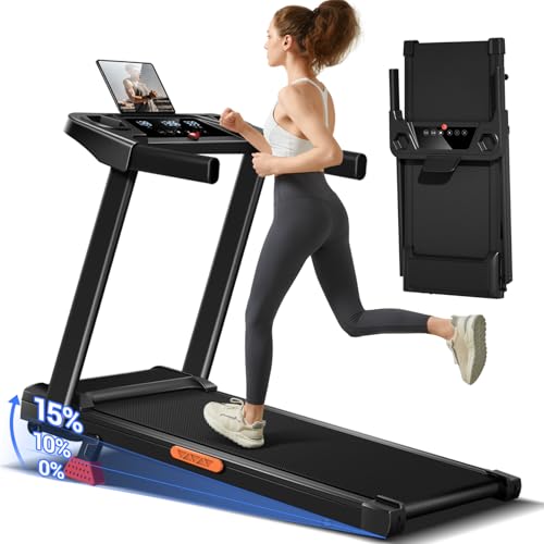3-in-1 Treadmill with 15% Incline, Portable...