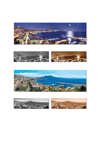 Toile imprimée Naples 40x100 cm évadez-vous avec le panorama du Vésuve et son cadre en bois