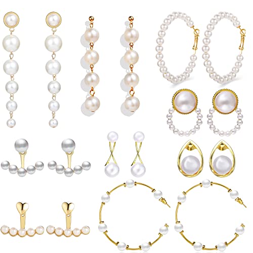 9Paires Perle Boucles d'oreilles pour Femmes Filles Boucle d Oreille Perle Blanche Boucles d'oreilles Pendante Perle Lot Boucles d'oreilles Perle Hypoallergénique Ensemble Boucles D'oreilles Perle Cover