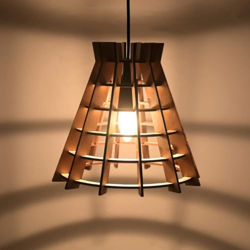 Image of Modern MDF Wooden Hanging Light for Ceiling, Decorative Pendant Lamp Jhumar for Living Room Home Decor, Kitchen Dining Table & Office (Style7)
