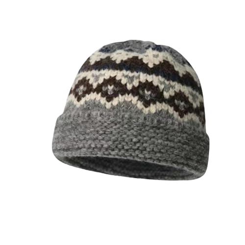 YMXLWHBD Bonnets Chapeau De Pêcheur pour Femmes, Tricoté Automne Hiver, Seau Chaud Et Artistique, D'extérieur-Gris