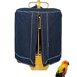 MANON ROSA Bird Cage Cover Parrot Curtain-Denim Round Dome Top Lightproof Shield for Parakeets Lovebirds Budgies Finches Canaries (l(14.2